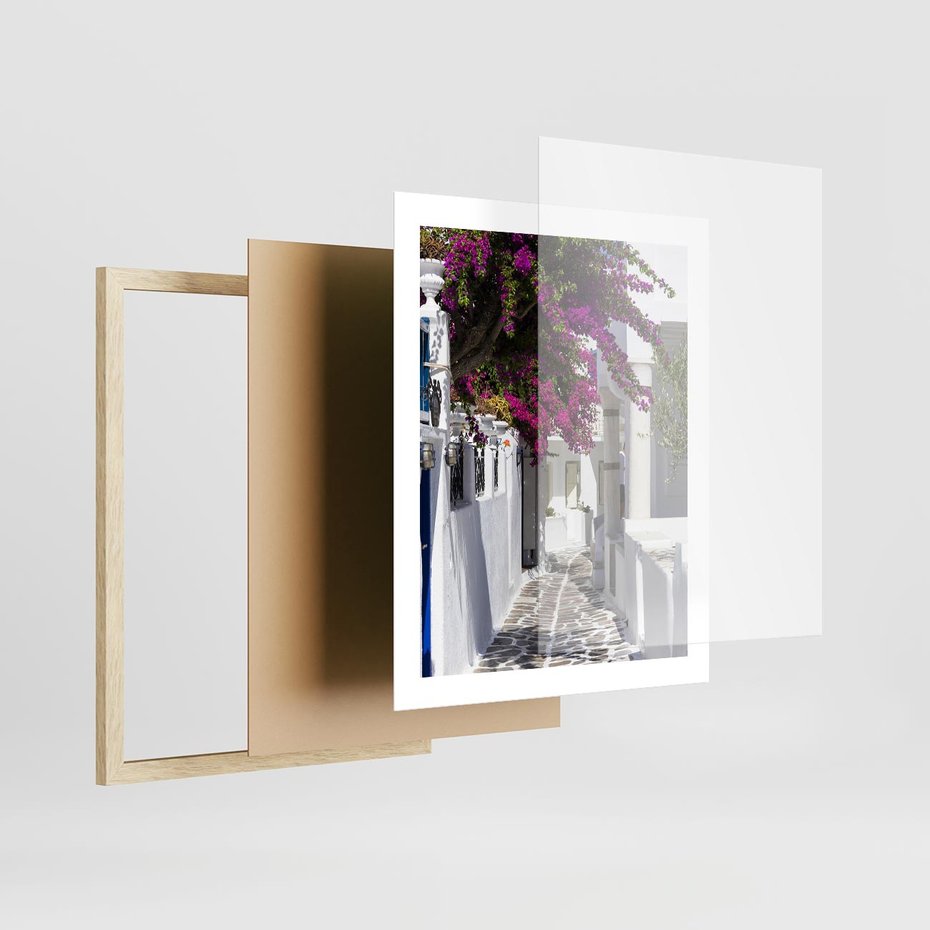 Plakat w ramie 40x50 - Mroczna Tajemnica - uliczka, perspektywa - rama drewno