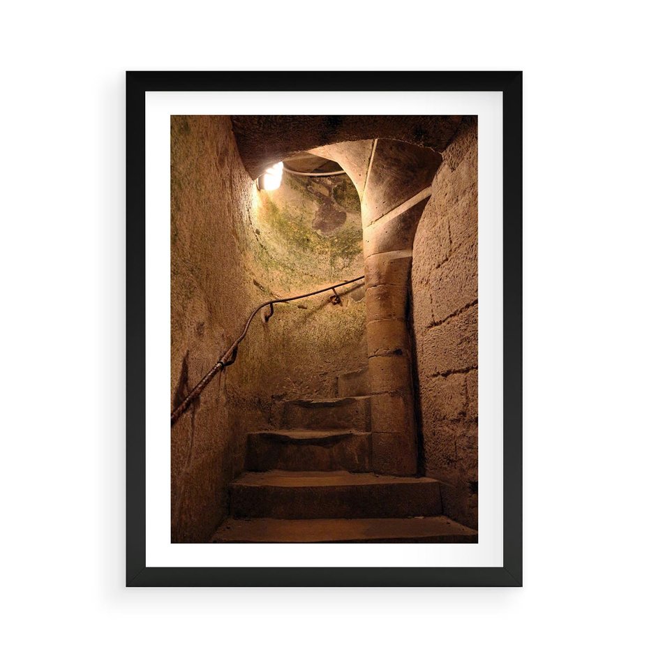 Plakat w ramie 50x70 - Perspektywa uliczki - uliczka, perspektywa - rama czarna