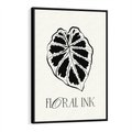 Obraz w ramie 50x70 - Zapisane na liściach wspomnienia - liść, czarny kontur na jasnym tle - rama czarna