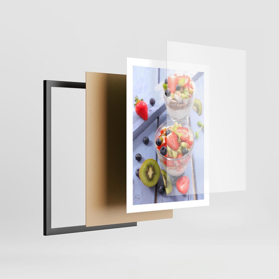 Plakat w ramie 50x70 - Świeżość i Zdrowie - sałatka, owoce - rama czarna