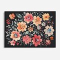 Obraz w ramie 70x50 - Labirynty melancholii - akwarelowe, pastelowe kwiaty na czarnym tle - rama czarna