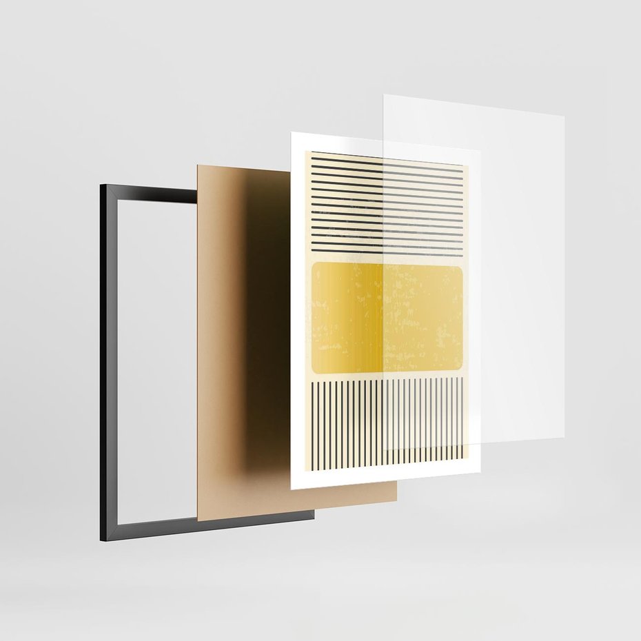 Plakat w ramie 50x70 - Geometryczna Harmonia - geometria, nowoczesny plakat - rama czarna