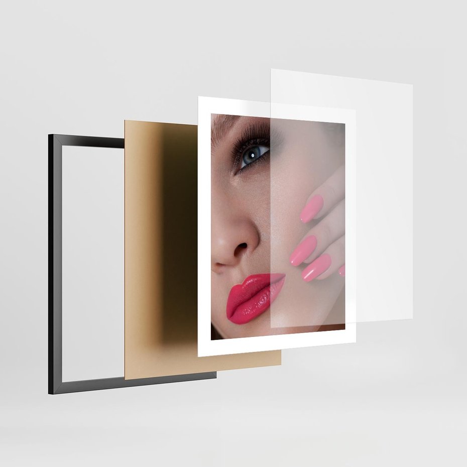 Plakat w ramie 40x50 - Usta, manicure, spa: kobieca harmonia - usta, manicure - rama czarna