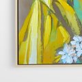 Obraz w ramie 50x70 - W Żółtej Sukience - olejny abstrakcyjny obraz, portret kobiety w żółtej sukience - rama drewno