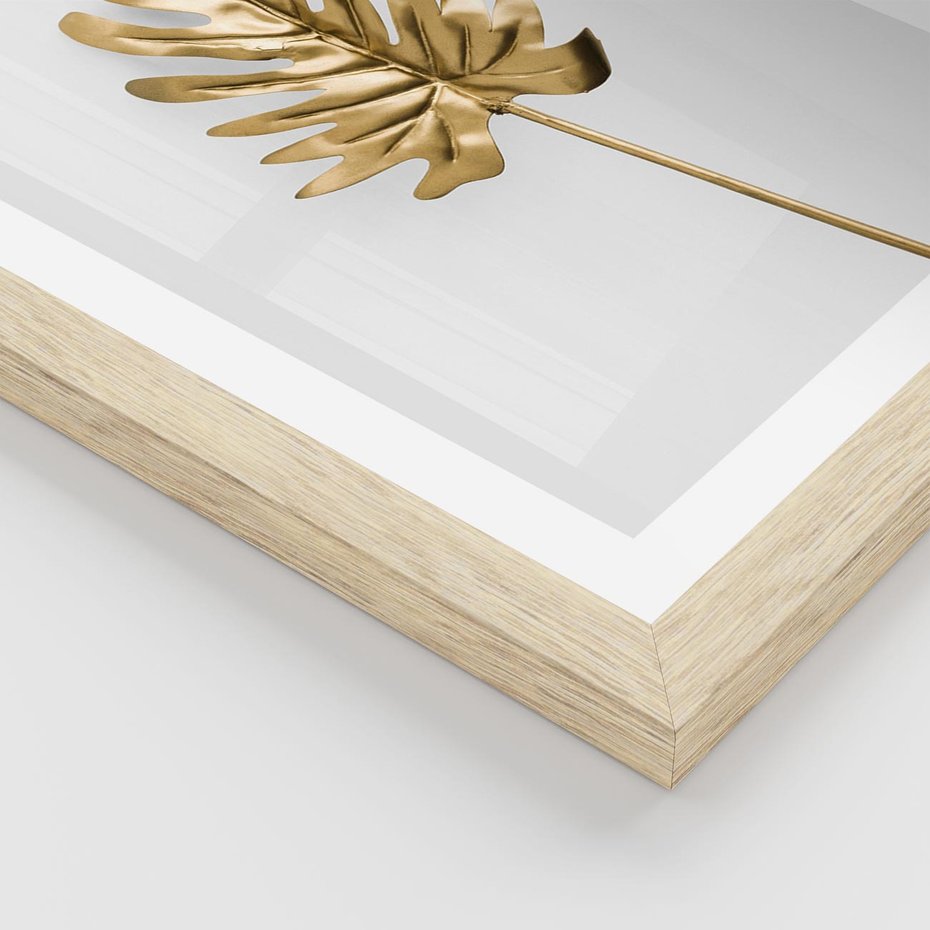 Plakat w ramie 40x50 - Ponadczasowy Urok - złote, liście - rama drewno