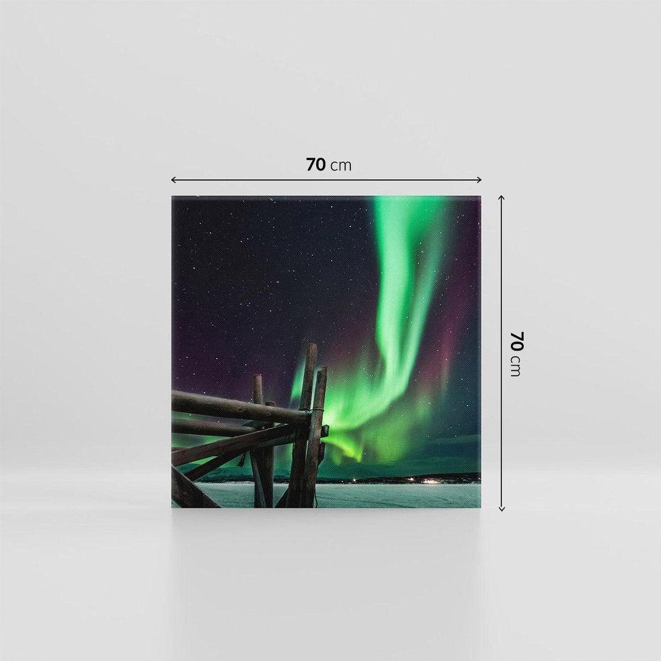 Obraz na płótnie 70x70 - Zorza polarna w tajemniczej nocnej przestrzeni - zorza, polarna