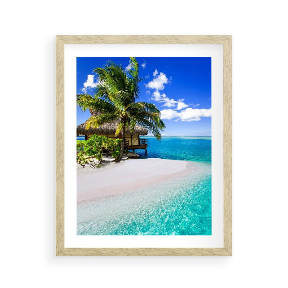 Plakat w ramie 40x50 - Zaklęte palmy tropików - palmy, ocean - rama drewno