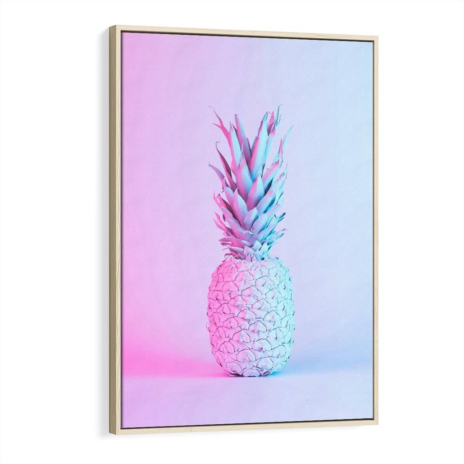 Obraz w ramie 80x120 - Ananas Abstrakcja - ananas, abstrakcja - rama drewno