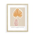 Plakat w ramie 50x70 - Kwiatowa Kreatywność - tropikalny liść w wazonie, typografia - rama drewno