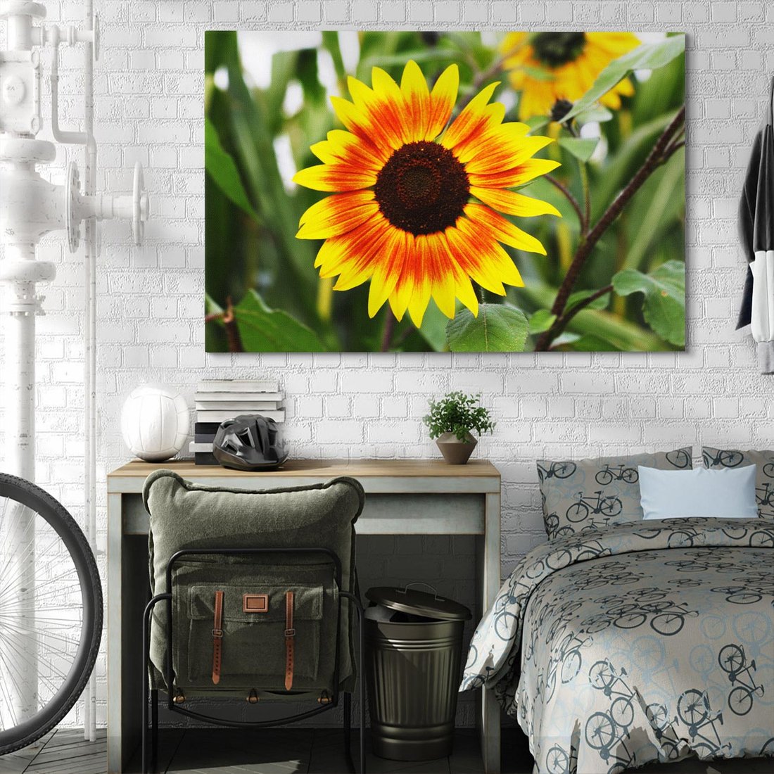 Obraz na płótnie 120x80 - Kwiatowa harmonia natury - słonecznik, kwiaty