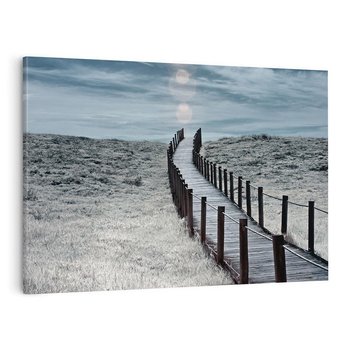 Obraz na płótnie 100x70 - Burzowy pomost na plaży - plaża, pomost