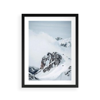 Plakat w ramie 30x40 - Górski Majestat - górskie szczyty pod śniegiem, górski krajobraz - rama czarna
