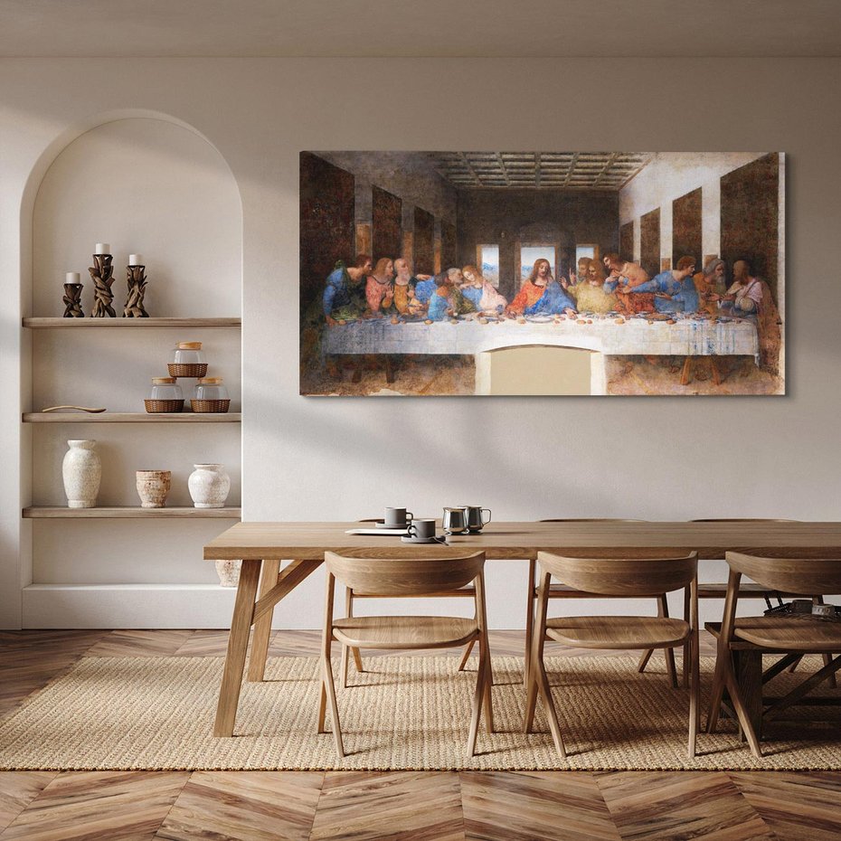Obraz na płótnie 140x70 - "Ostatnia Wieczerza" (1495-1498) Leonardo da Vinci - Reprodukcja - reprodukcja, obraz na płótnie