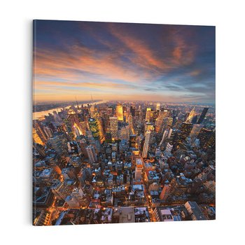 Obraz na płótnie 70x70 - Zachód słońca nad Nowym Jorkiem - New York, zachód