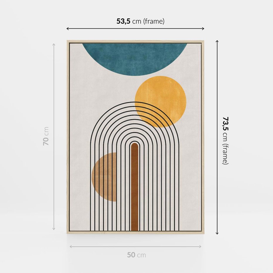 Obraz w ramie 50x70 - Wewnętrzne Labirynty Form - styl mid century, nowoczesna sztuka - rama drewno