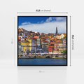 Obraz w ramie 50x50 - Kolorowa Przystań - nadmorskie miasto, kolorowe budynki - rama czarna