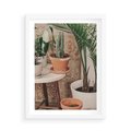 Plakat w ramie 50x70 - Boho Oaza: Kaktusy w Doniczkach - rośliny kaktusy w doniczkach, boho wnętrze - rama biała