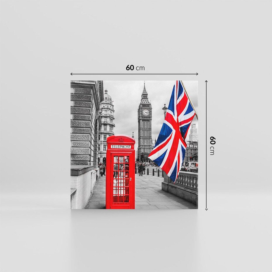 Obraz na płótnie 60x60 - Londyńska Budka przy Big Benie - Londyn, budka