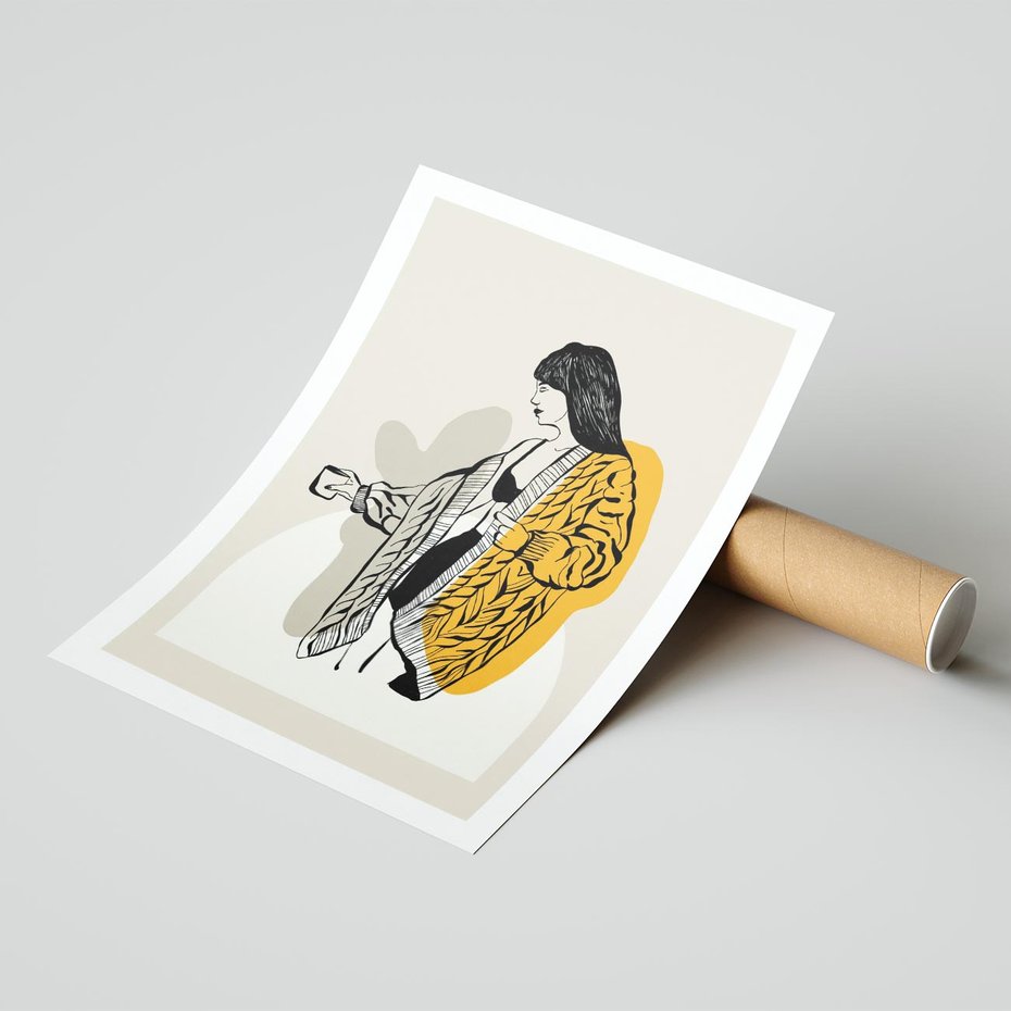 Plakat bez ramy 21x30 - Żółte Akcenty w Grafice - grafika, minimalizm