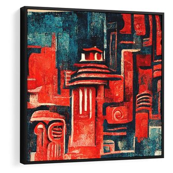 Obraz w ramie 50x50 - Mistyka Wschodnich Światów - orientalna sztuka, nawiązanie do Japonii - rama czarna