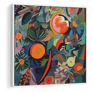 Obraz w ramie 50x50 - Echa Nietuzinkowych Wzorców - abstrakcyjny obraz olejny, jak picasso - rama biała