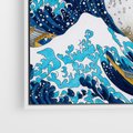 Obraz w ramie 50x50 - Wzburzone Morze - wielka fala w kaganawie, Hokusai - rama biała