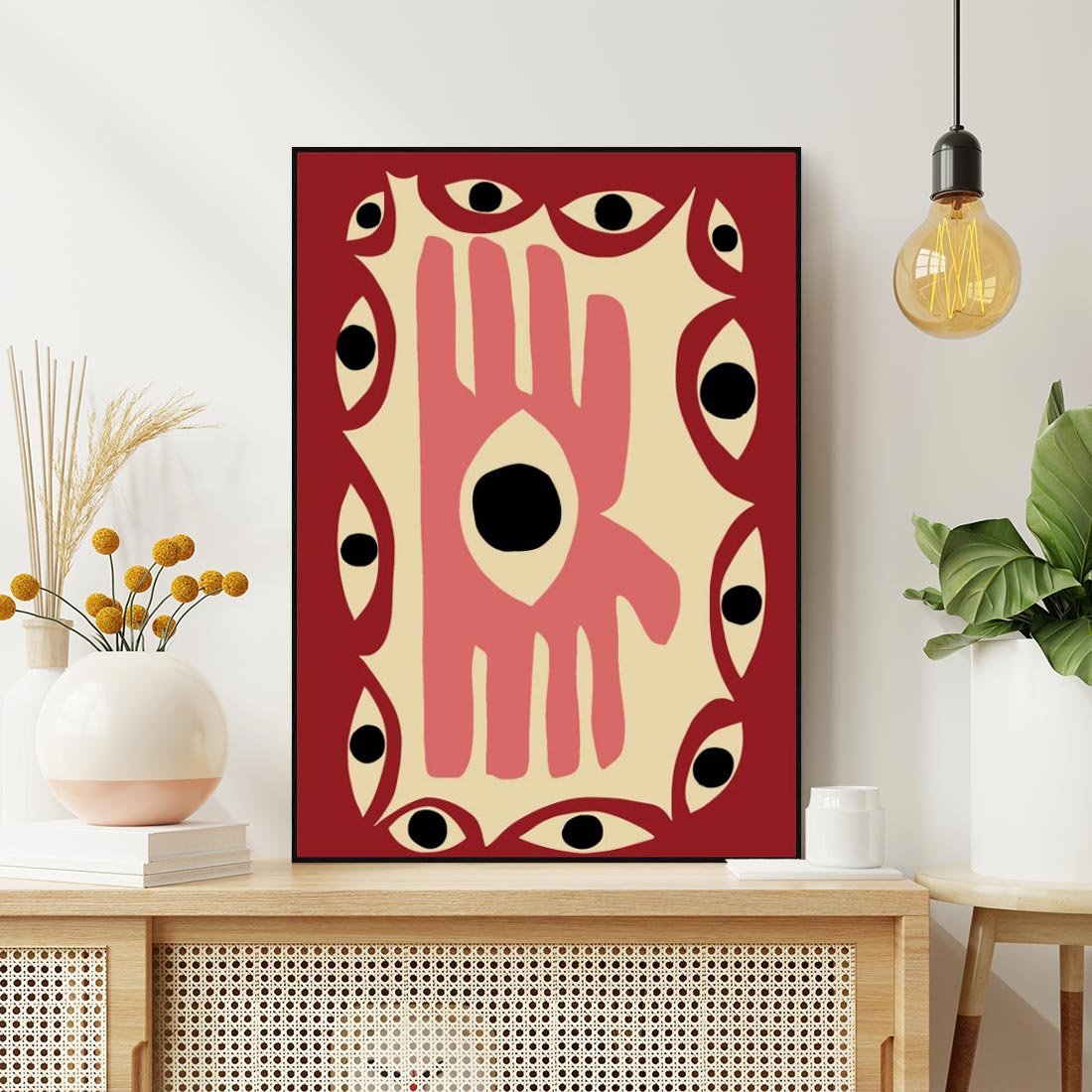 Obraz w ramie 50x70 - Migotliwe Kształty - abstrakcyjny obraz, boho styl - rama czarna