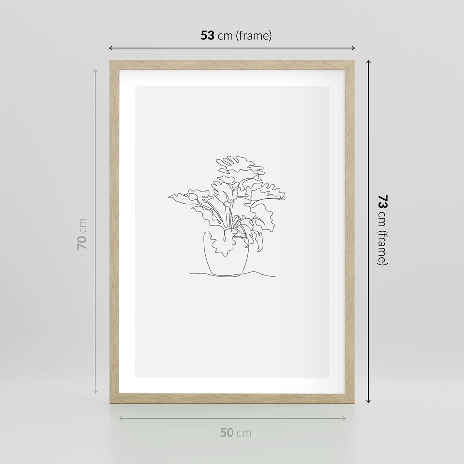 Plakat w ramie 50x70 - Rozkwitające Formy - szkic, minimalizm - rama drewno