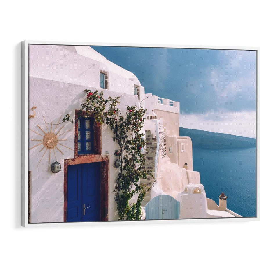 Obraz w ramie 70x50 - Urok Greckiej Wyspy - Santorini, Grecja - rama biała