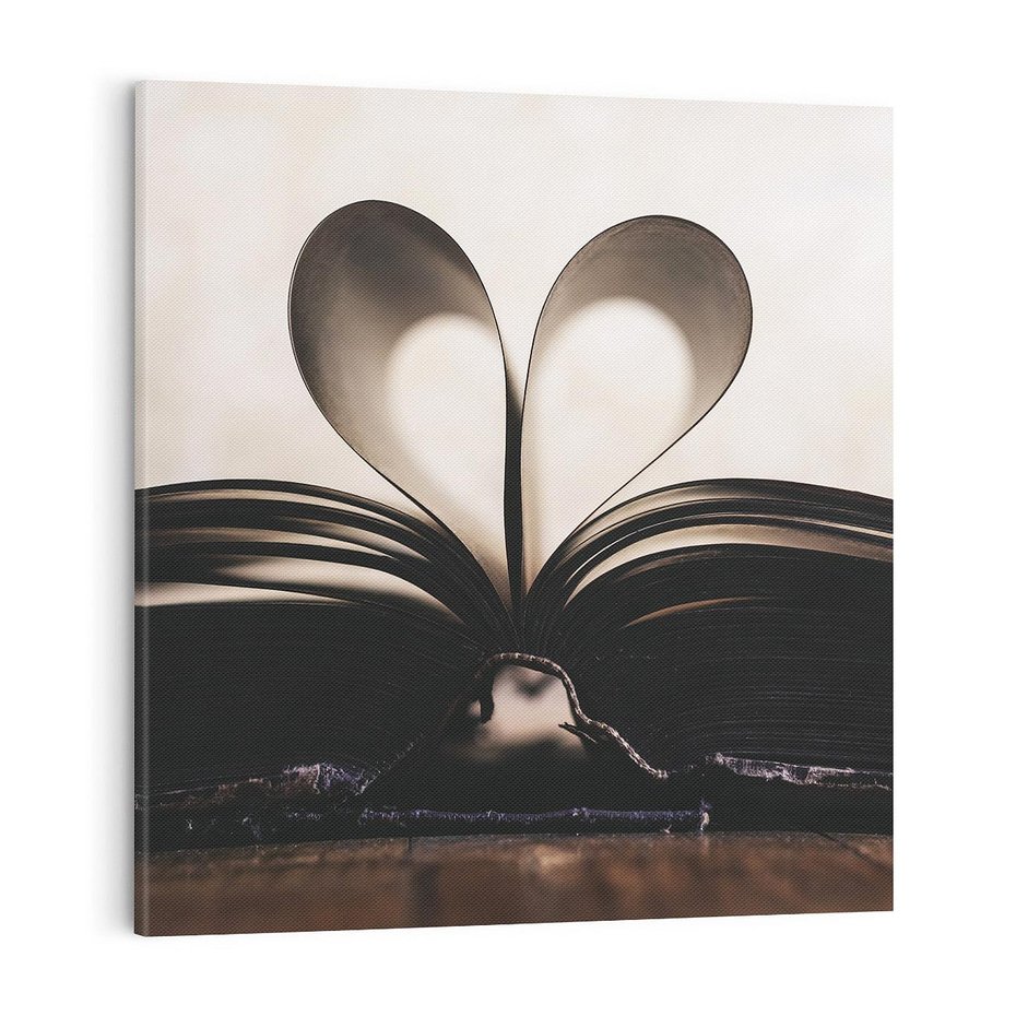 Obraz na płótnie 70x70 - Książka - Serce Retro - ksizka, serce