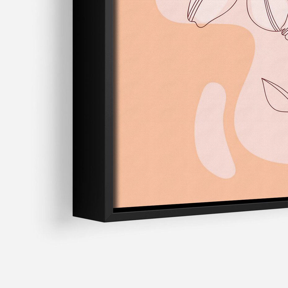 Obraz w ramie 50x70 - Kwiatowa Harmonia - minimalistyczny plakat, pudrowe kwiaty - rama czarna