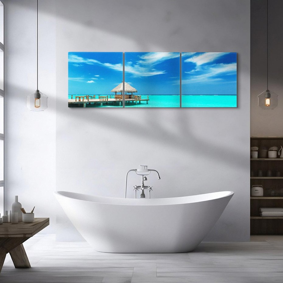 Obraz na płótnie 90x30 - Magia tropikalnego molo - tropiki, ocean