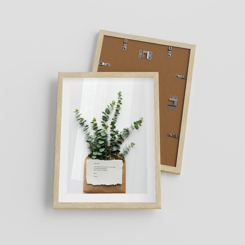 Plakat w ramie 30x40 - Eukaliptusowa harmonia - eukaliptus, liście - rama drewno