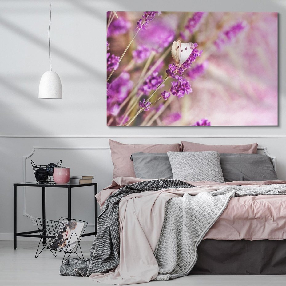 Obraz na płótnie 100x70 - Majestat lawendy: fioletowe pola - lawenda, fiolet