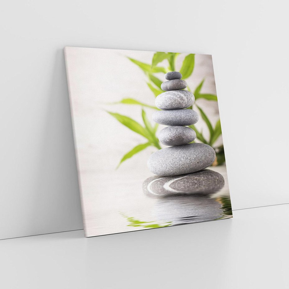Obraz na płótnie 80x80 - Spa kamienie: naturalne piękno - spa, kamienie