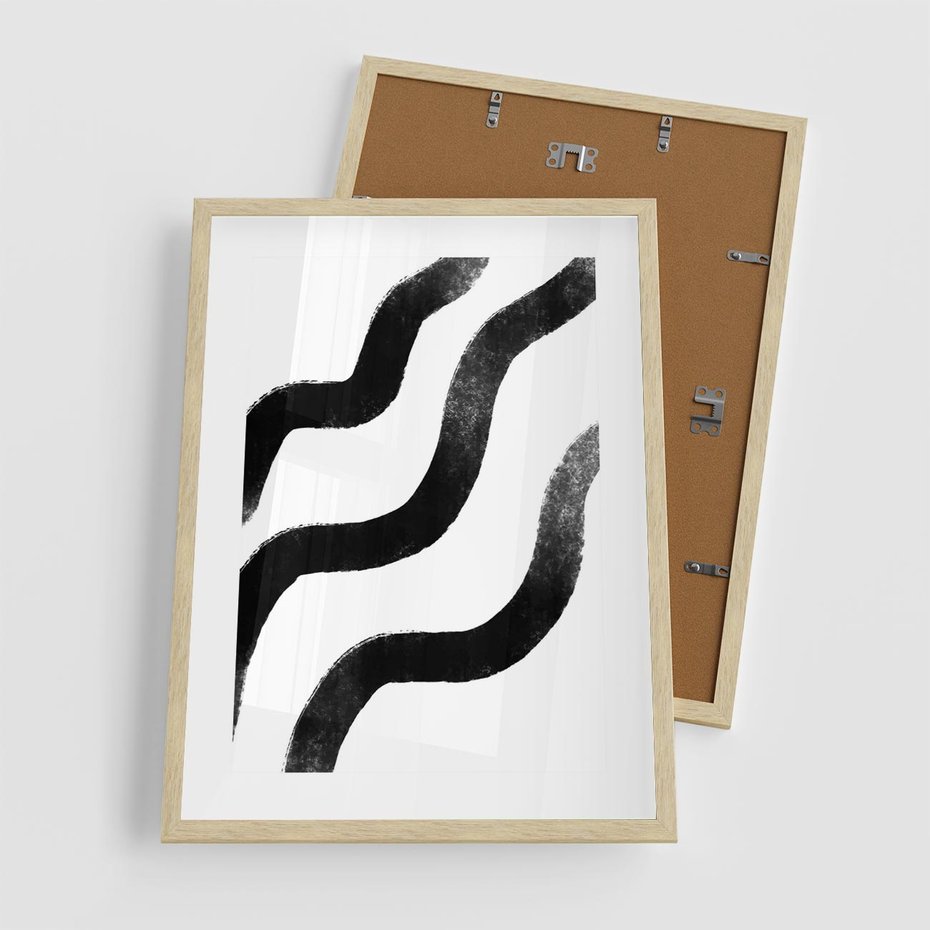 Plakat w ramie 50x70 - Wibracje Plam - abstrakcja, minimalizm - rama drewno