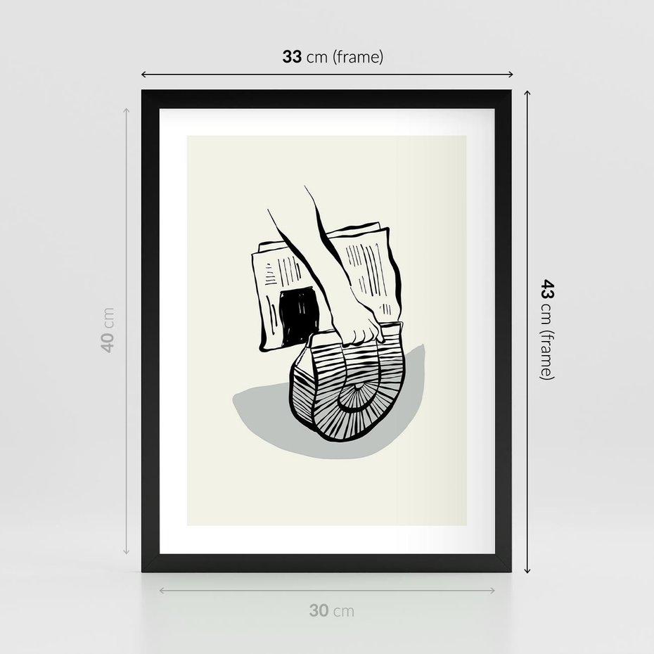 Plakat w ramie 30x40 - Szkicowe Gazetowe Inspiracje - grafika, szkic - rama czarna