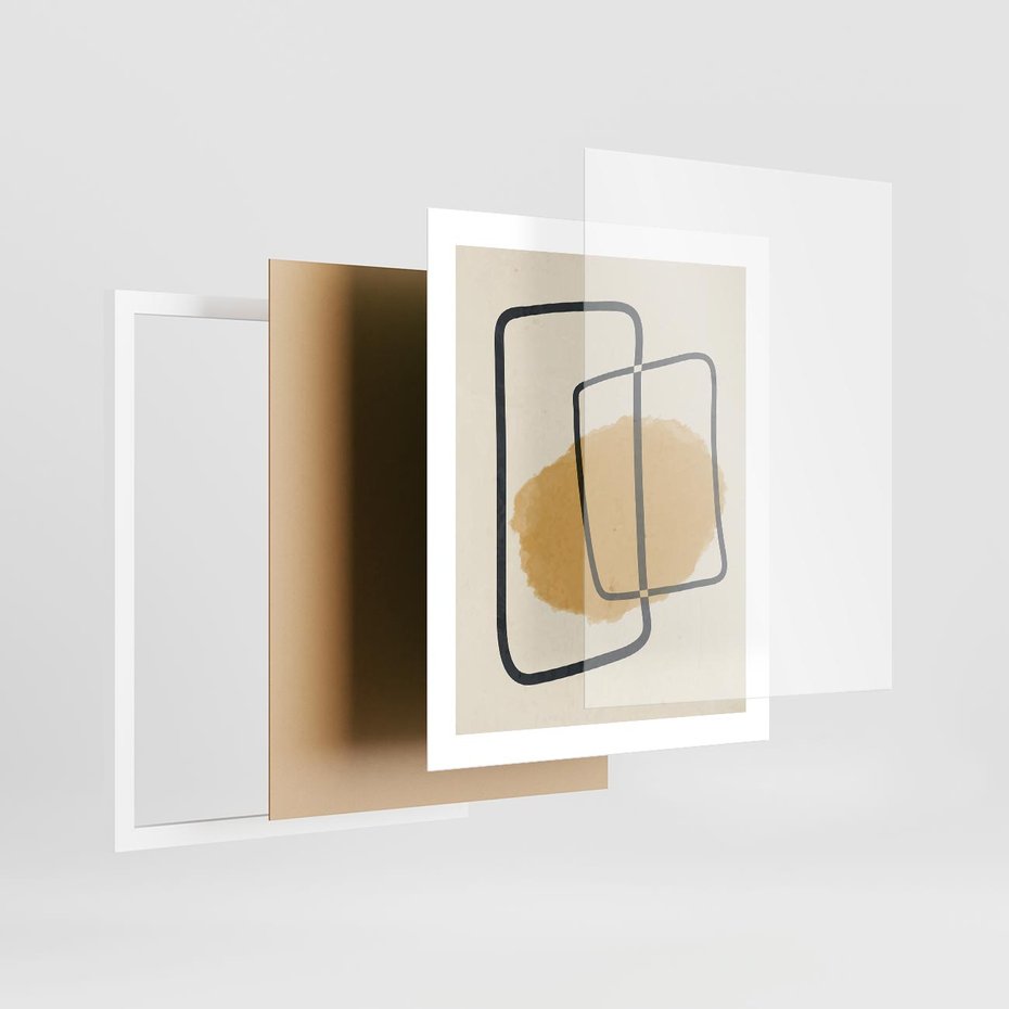 Plakat w ramie 40x50 - Rozkwitające Formy - abstrakcyjne nieregularne kształty, minimalistyczny plakat - rama biała