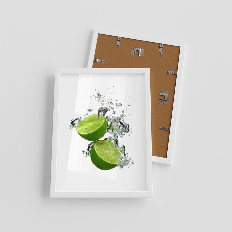 Plakat w ramie 30x40 - Kwaskowata moc limonki i cytryny - limonka, cytryna - rama biała