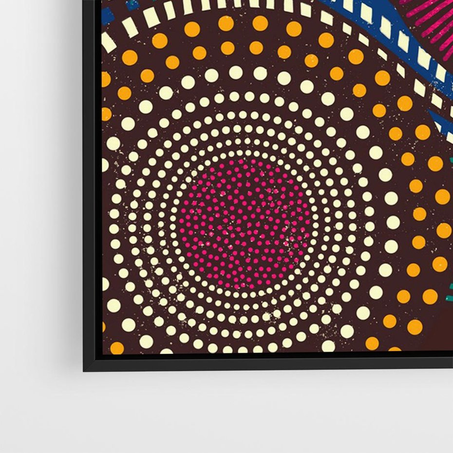 Obraz w ramie 70x50 - Energia Wzorców - enticzne wzory, kształty - rama czarna