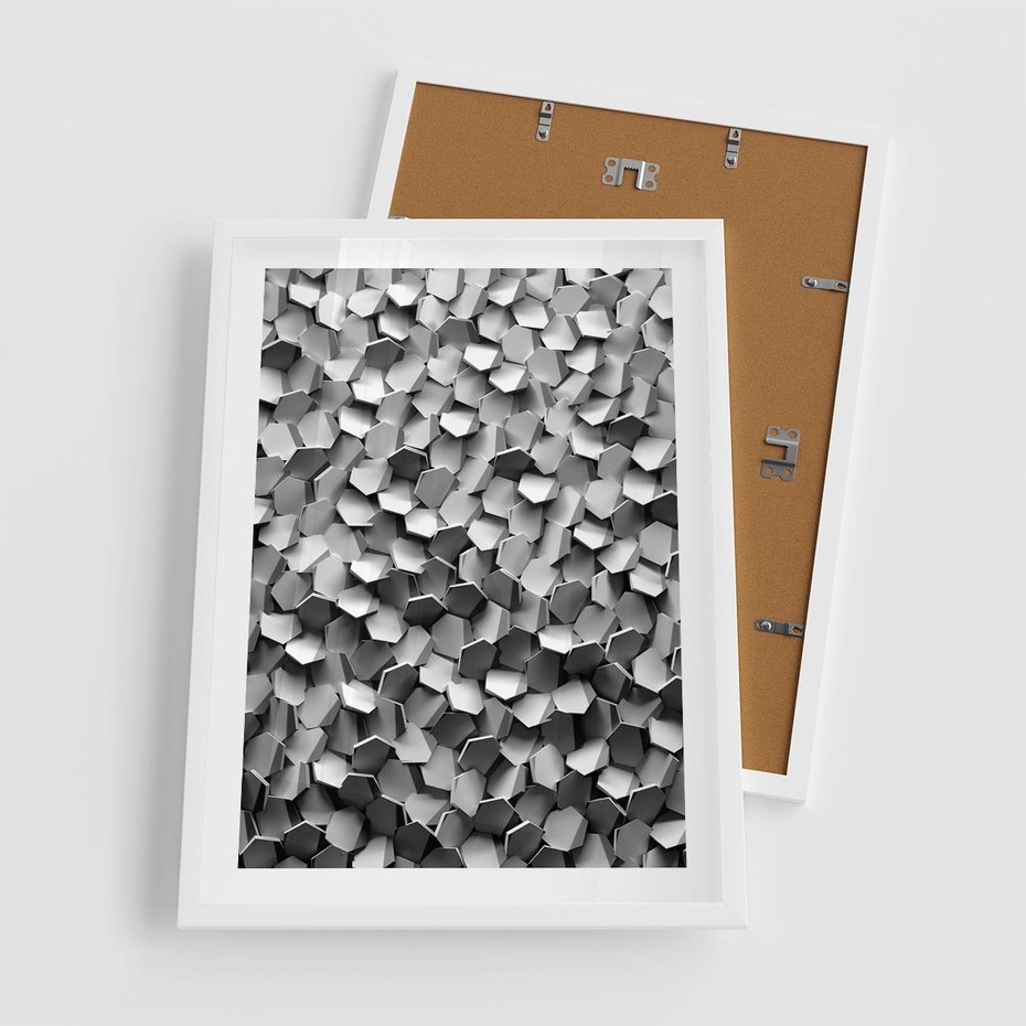 Plakat w ramie 50x70 - Odkryj głębię sztuki - graficzne, 3D - rama biała