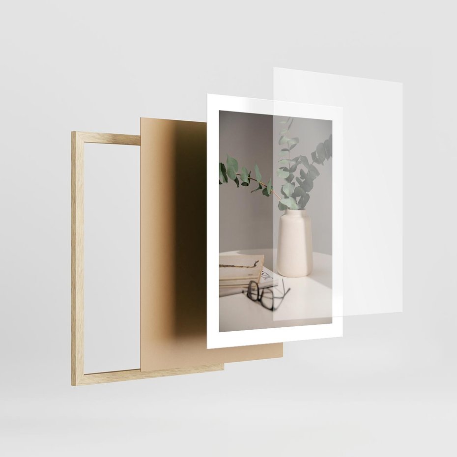 Plakat w ramie 30x40 - Eukaliptusowe liście w okularach - liście, eukaliptus - rama drewno