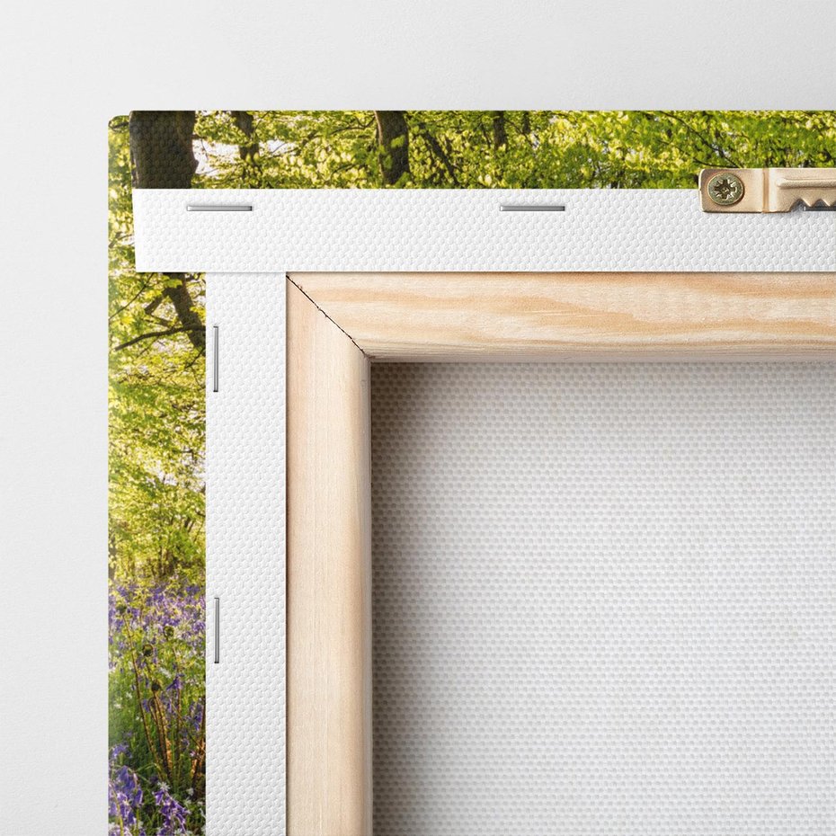 Obraz na płótnie 90x30 - Magia lasu: Drzewa w tajemniczej otoczce - las, drzewa