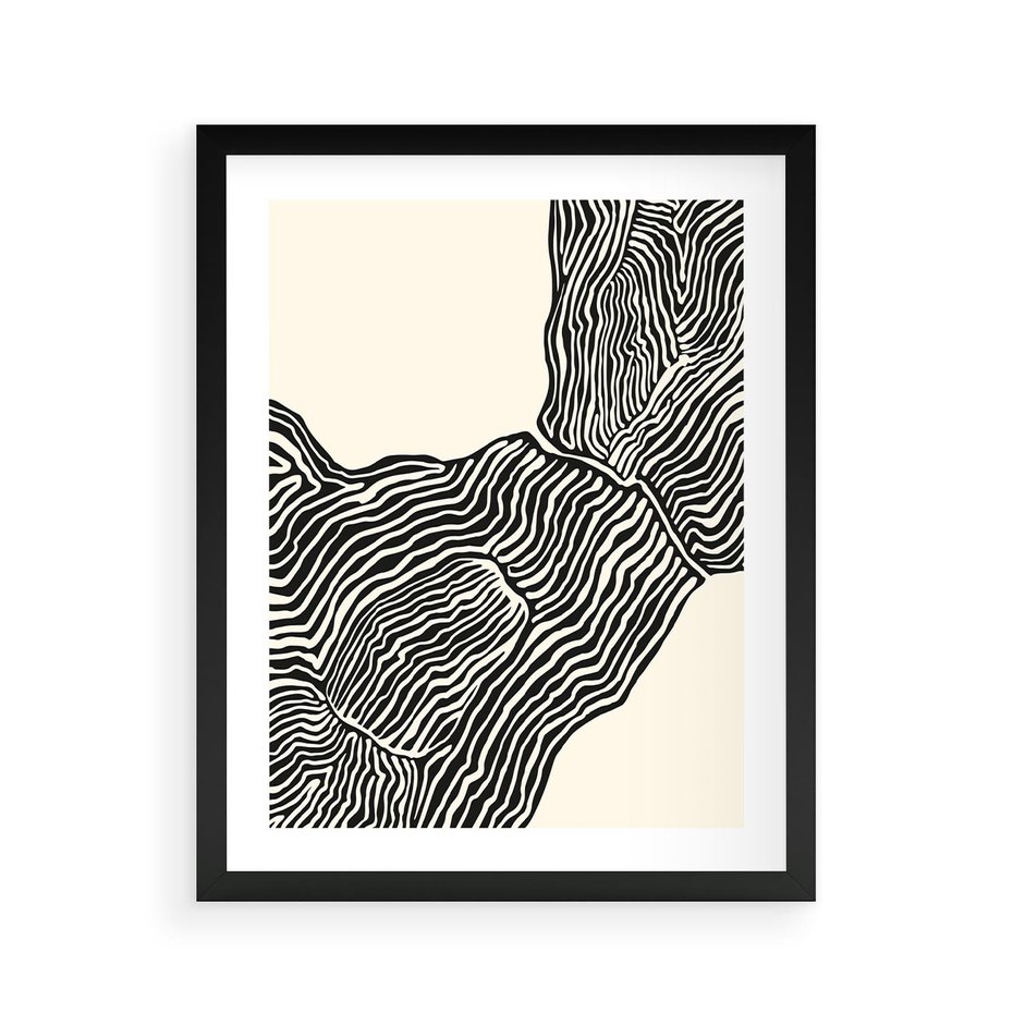 Plakat w ramie 40x50 - Migoczące Kontury - boho plakat, rycina - rama czarna