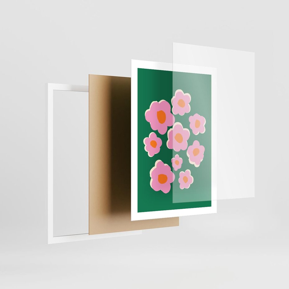 Plakat w ramie 50x70 - Przenikające Refleksje - abstrakcyjny plakat, boho styl - rama biała