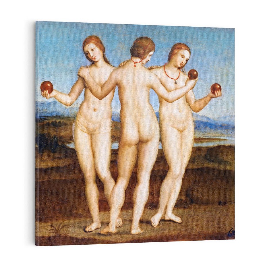 Obraz na płótnie 40x40 - "Trzy Gracje" (1504) Rafael - Reprodukcja - reprodukcja, obraz na płótnie