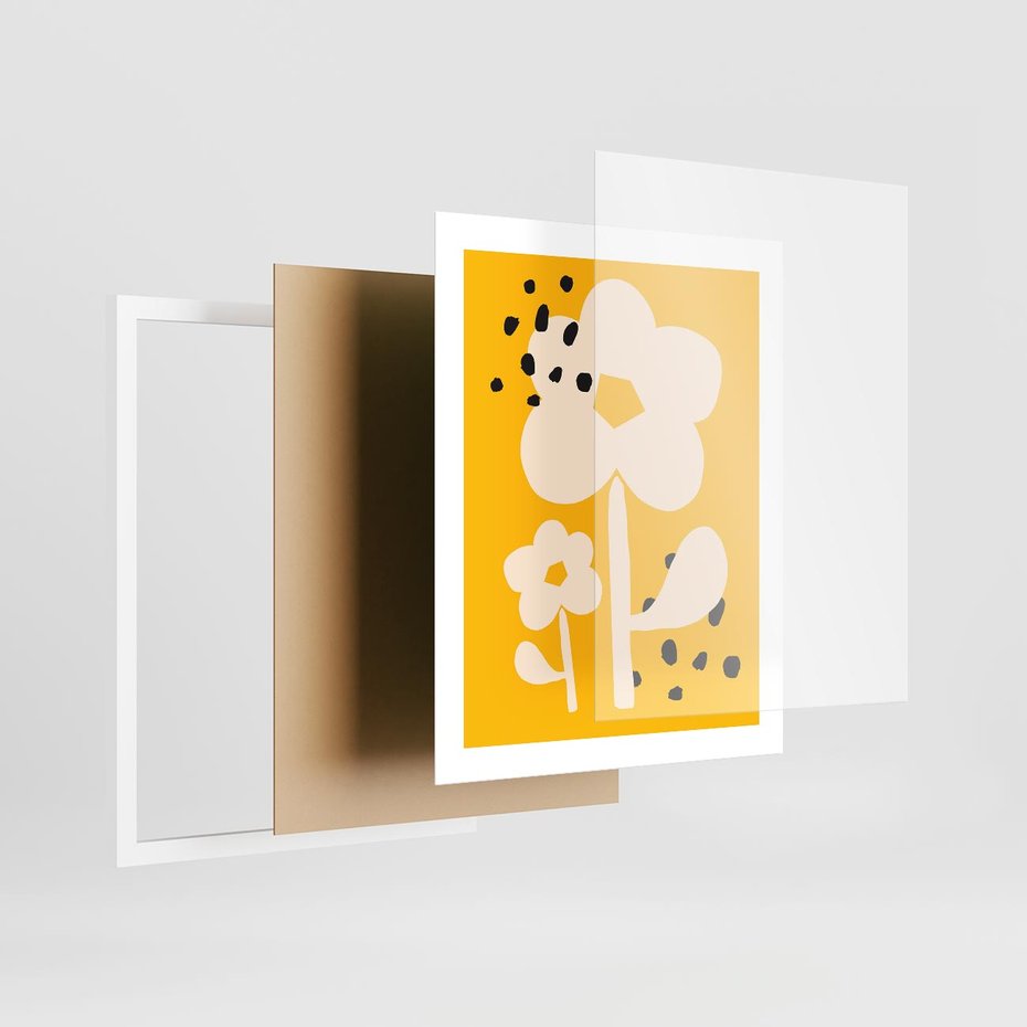 Plakat w ramie 40x50 - Bezgraniczne Impulsy - abstrakcyjny kwiat, plakat - rama biała