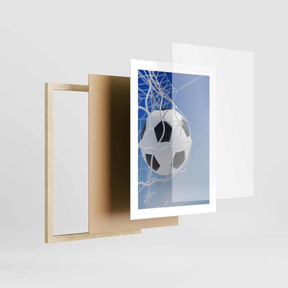 Plakat w ramie 30x40 - Pasja na Plaży - piłka, siatka - rama drewno