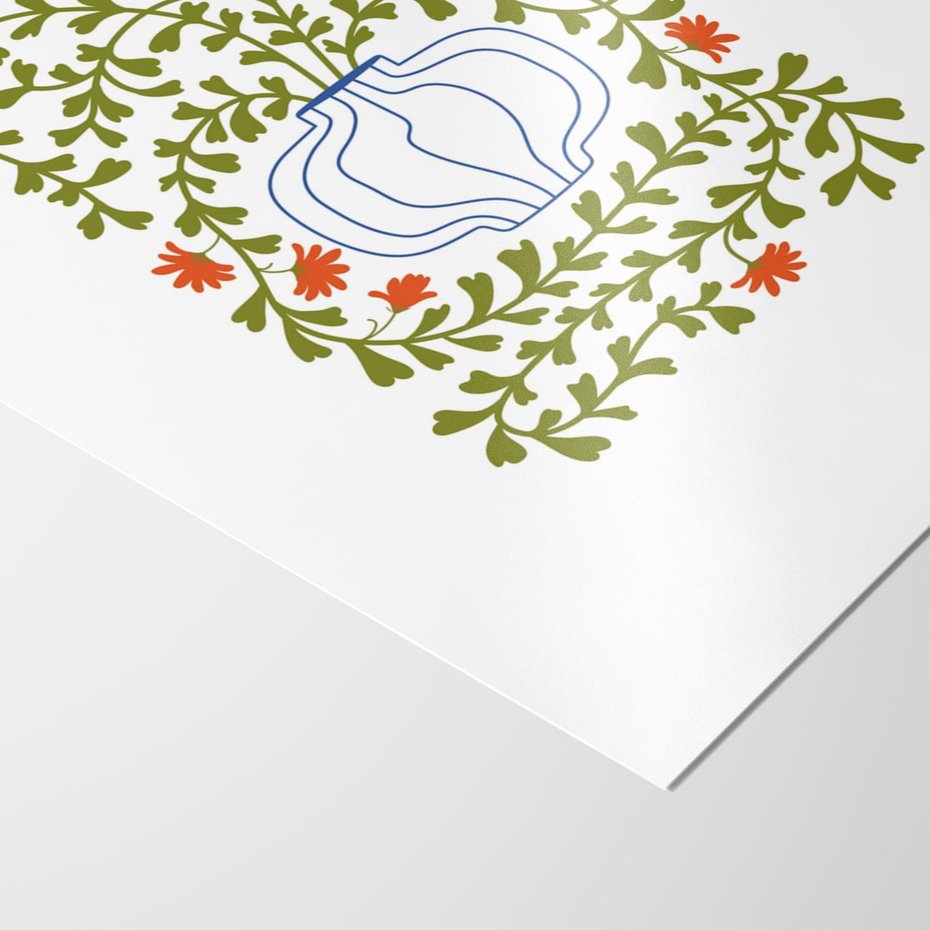 Plakat bez ramy 40x50 - Wewnętrzne Fale - kwiaty w wazonie, minimalizm