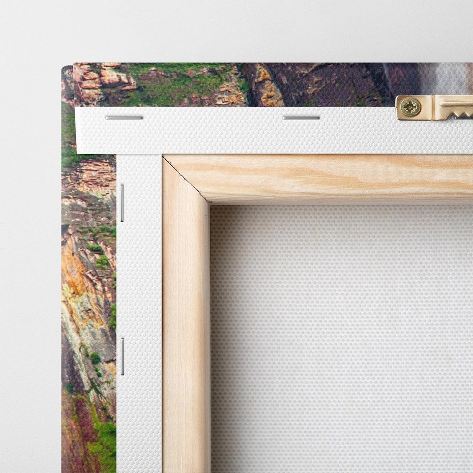 Obraz na płótnie 80x80 - Górska siła wodospadów - wodospad, góra